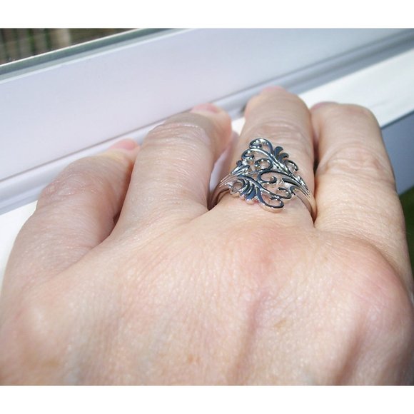 925 STERLING SILVER Unique Swirls Statement Ring - Picture 5 of 16